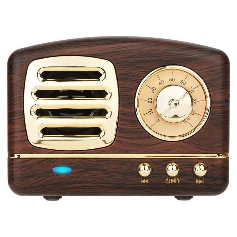 Dosmix Draadloze Stereo Retro Luidsprekers Draagbare Bluetooth Vintage Luidsprekers met Handsfree Bellen Aansluitbaar SD Card Slot AUX: Bruin