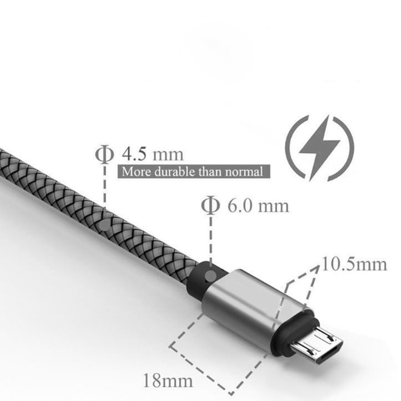 Cargador Micro USB de 0,2 M, 1M y 2M de largo, cable de carga rápida para Samsung Galaxy J3/J5/J7 , samsung A3/A5/A7 , cargador de teléfono móvil