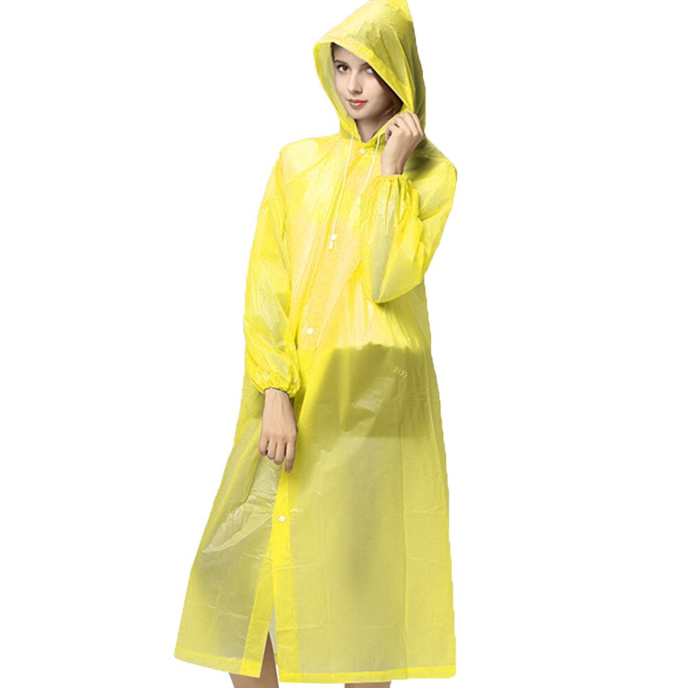 Let materiale bærbar unisex hætteklædt regnfrakke udendørs camping vandreture vandtæt poncho: Gul