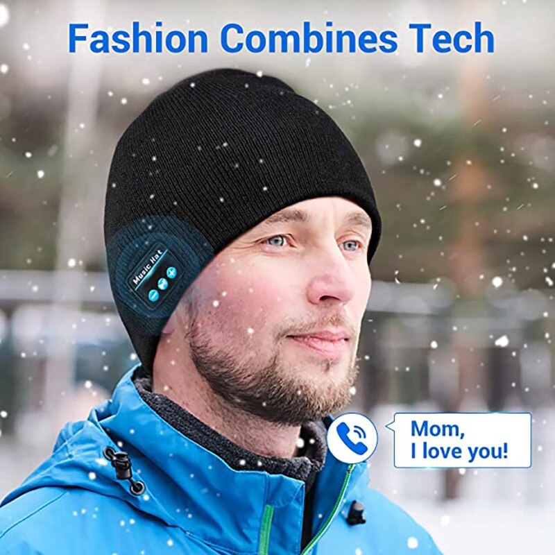 Cuffia USB Bluetooth invernale cuffia musicale ricaricabile senza fili a led con cappuccio per cuffia da sci per cappello da sci a maglia calda all'aperto