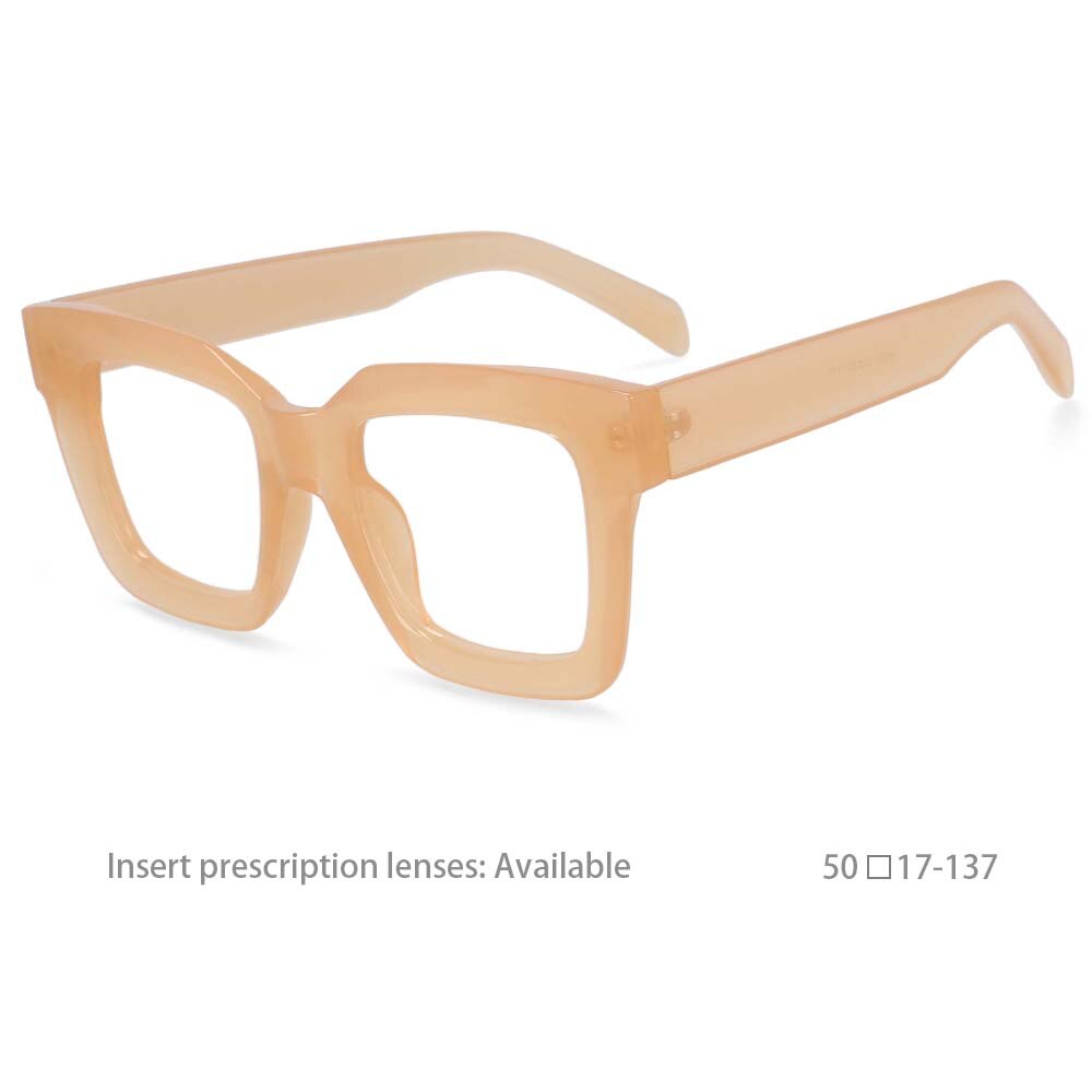 54406 Large Frame Square Glasses Frame Men Women Read Computer Glasses Frame: Champagne