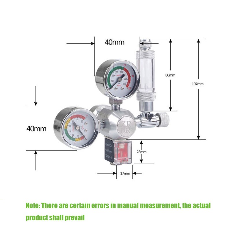 ZRDR/ Aquarium CO2 Regulator with Check Valve Bubble Counter Magnetic Solenoid Valve Aquarium CO2 Pressure-reducing Valve