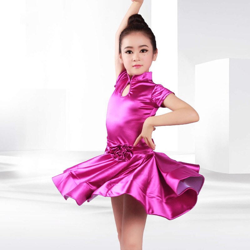 Nuevos vestidos de baile latino niñas niños baile de salón práctica trajes Rumba Samba Spandex brillante puesta en escena vestidos