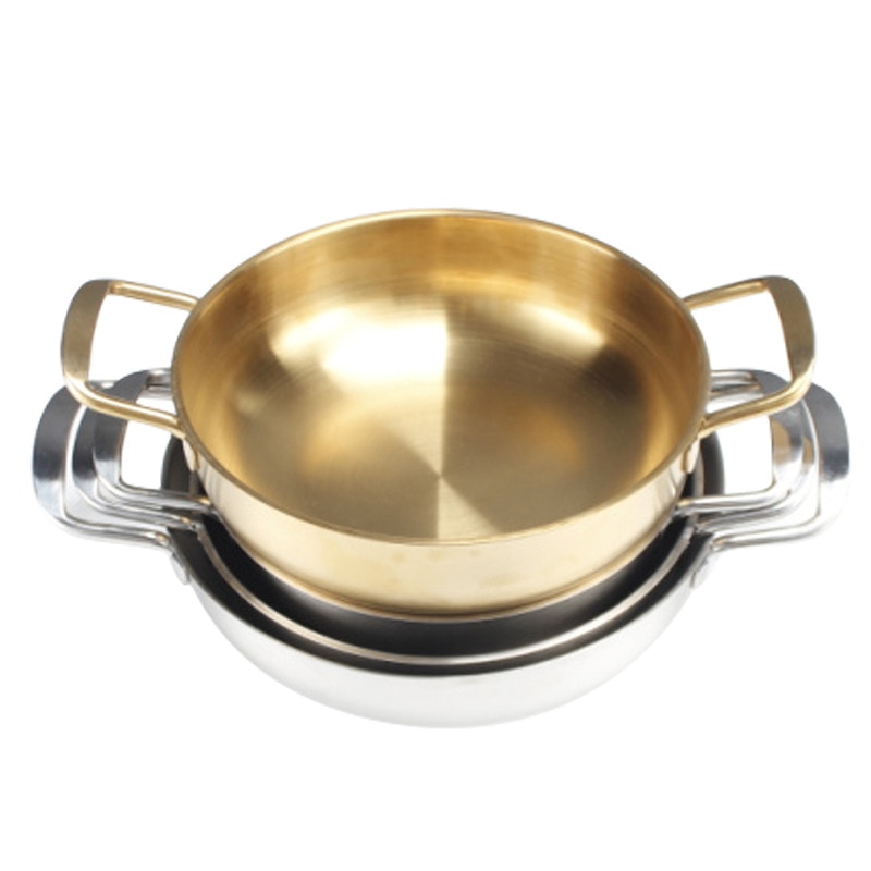 20cm Stainless Steel Ramen Pot Golden Seafood Pots Crayfish Pot Small Wok Pan Clear Soup Pot Kitchen Cooking Pot