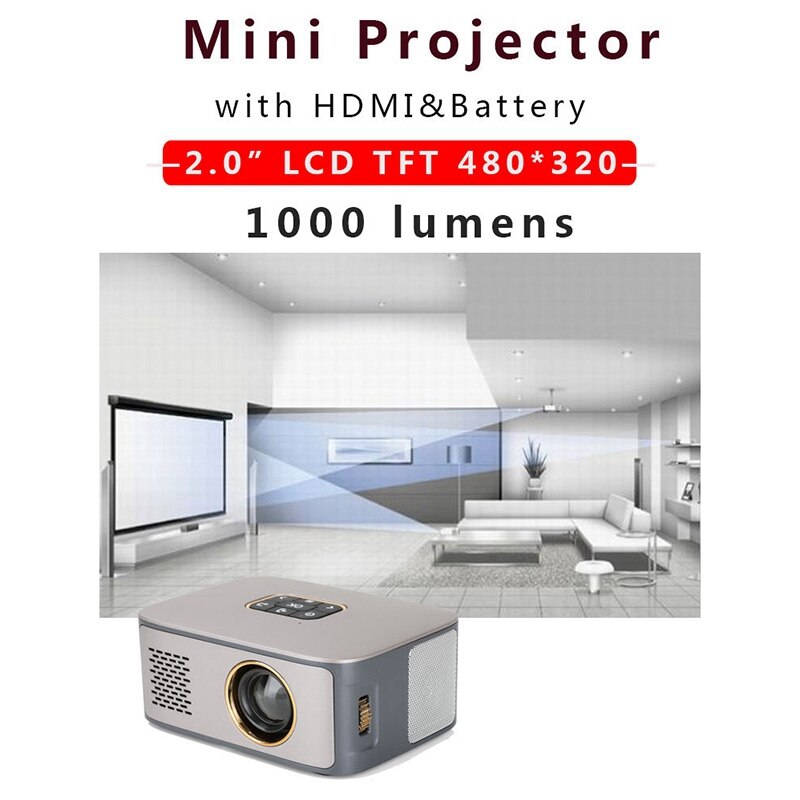 Projector SD40 1000 Lumens 1080P Mini Household Parent-Child Portable Projector Mini LED Tv(EU Plug)