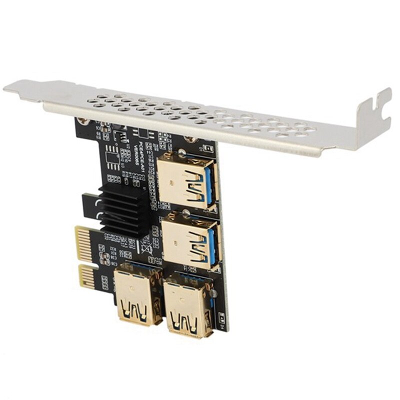 -Pcie Card Riser 1 to 4 USB 3.0 Adapter Card Multiplier Hub Pci Express Riser VER009S PLUS Pcie Riser X1 to X16