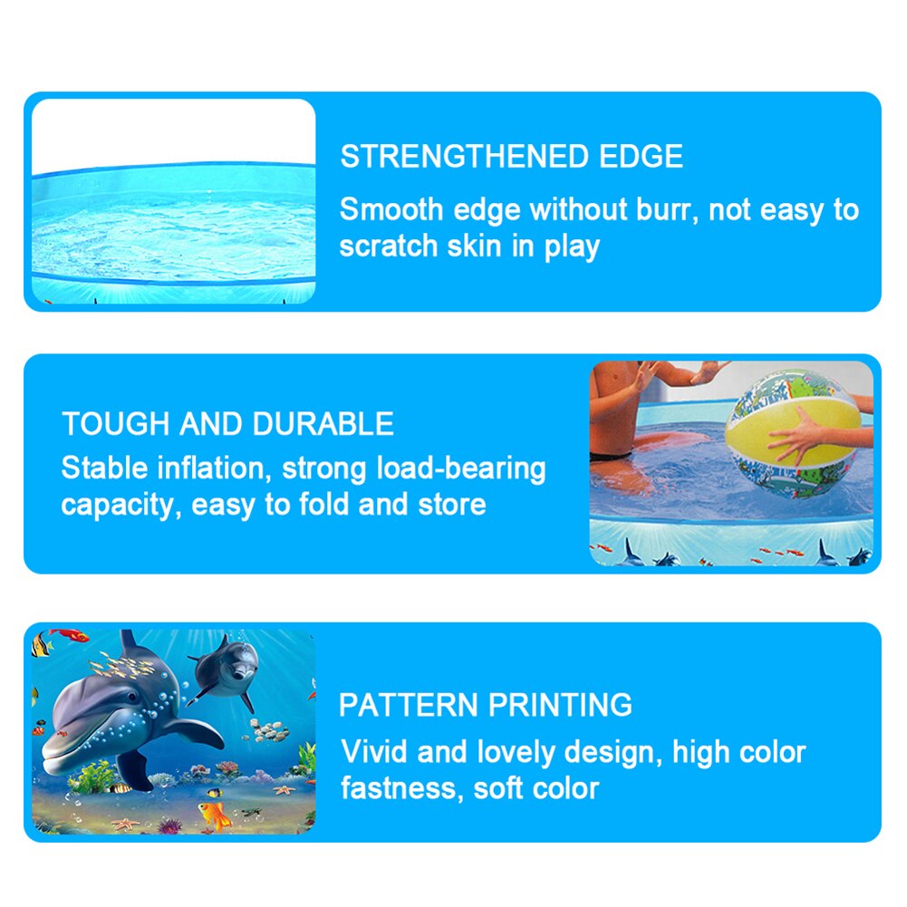 Marine Pattern Swimming Pools Outdoor Backyard Foldable Kids Water Pool Outdoor Water Floating Family Swimming Pools