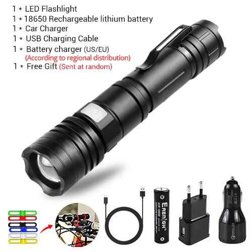 Portable Camping Lantern USB Charging by Rechargeable 18650 Battery Zoomable T6 L2 Flashlight Outdoor Camping Light Lamp in Tent