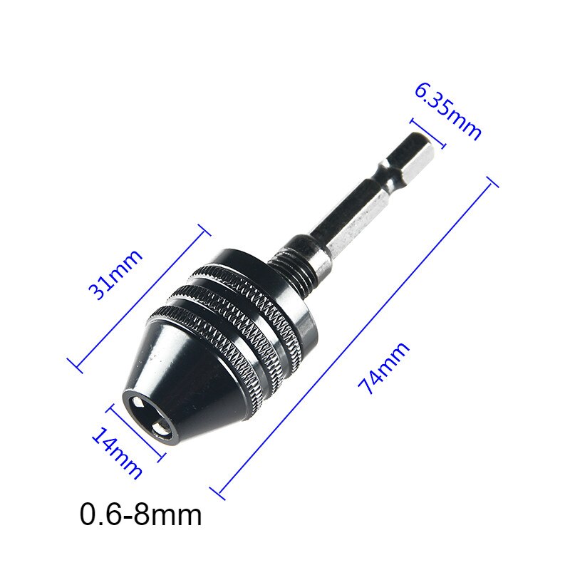 Drill Chuck Adapter Mini Keyless Drill Chuck Bit Self-Tighten Electric Drill Bits Collet Fixture Tools Quick Change Converter: 6.35mm 0.6-8mm