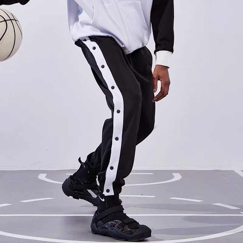 Fully Open Buttoned Foot-breasted Pants Side Row Basketball Pants Buttoned Pants Sports Pants Trousers Training Uniforms Men