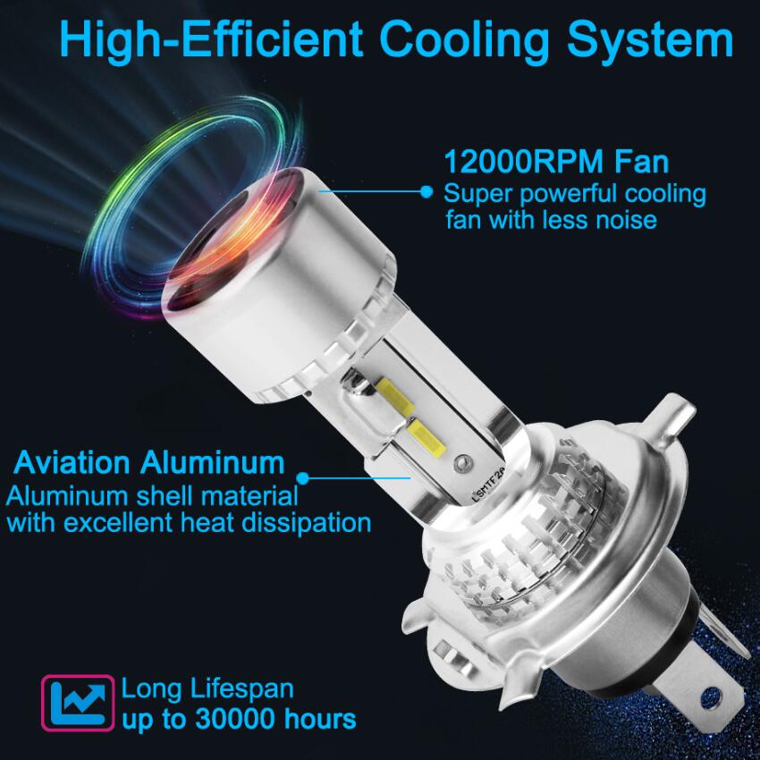 2 Stuks Motorcycle Led Koplamp H4 HS1 BA20D H6 Blub Dc 9V ~ 60V 6000K Moto Licht csp Chip Scooter Accessoire Motobike Hoofd Lamp