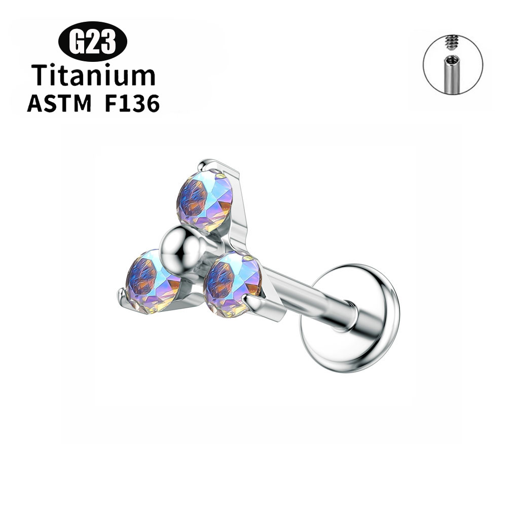 F136 Piercing de titanio 16G hilo interno labio cartílago 5A Piercing de circón ópalo Tragus pendientes joyería para Piercing corporal 2024: YELLOW / Bañado en rodio de imitación
