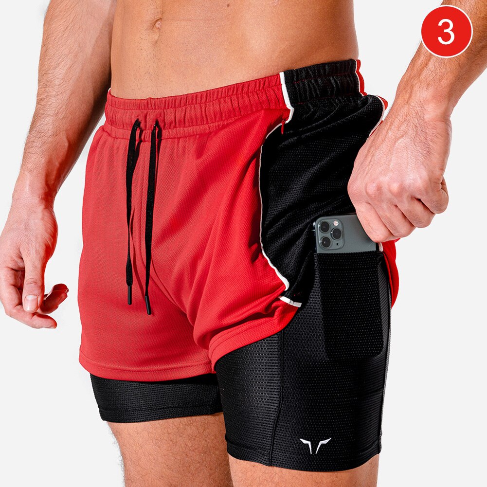 Men Sport Shorts Quick Drying Breathable with Pocket Stretchy for Fitness Summer B99: 3 / L