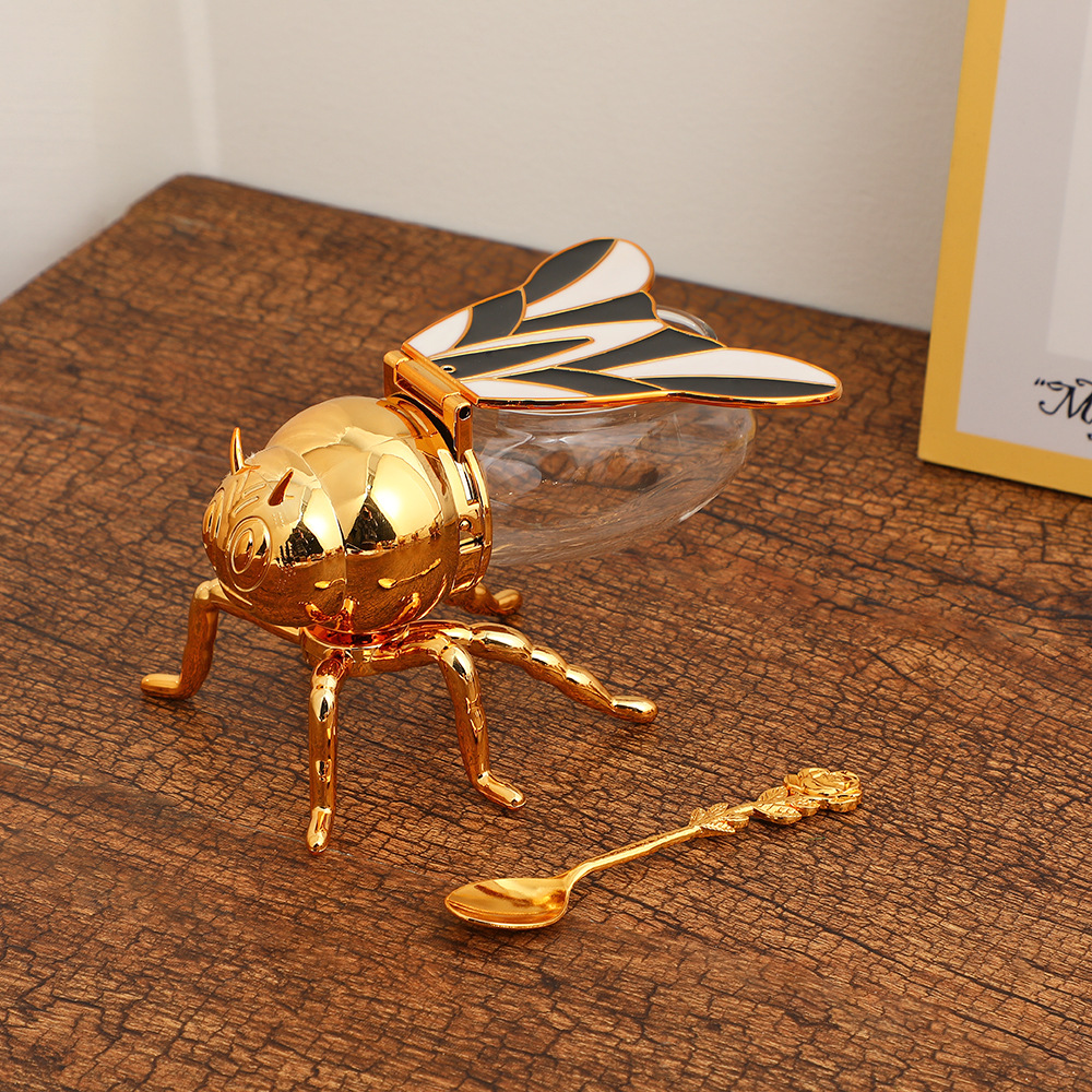 Colorful Bee Seasoning Jar Glass Spice Jar Kitchen Tools Seasoning Bottle Storage Jars Salt Shaker Spice Box Storage Organizer: light yellow