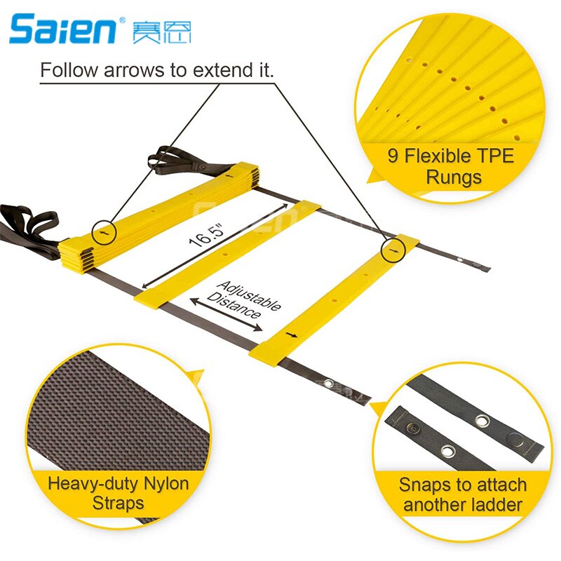 Speed Agility Training Kit—Includes Agility Ladder with Carrying Bag, Resistance Parachute.Use Equipment to Improve Footwork