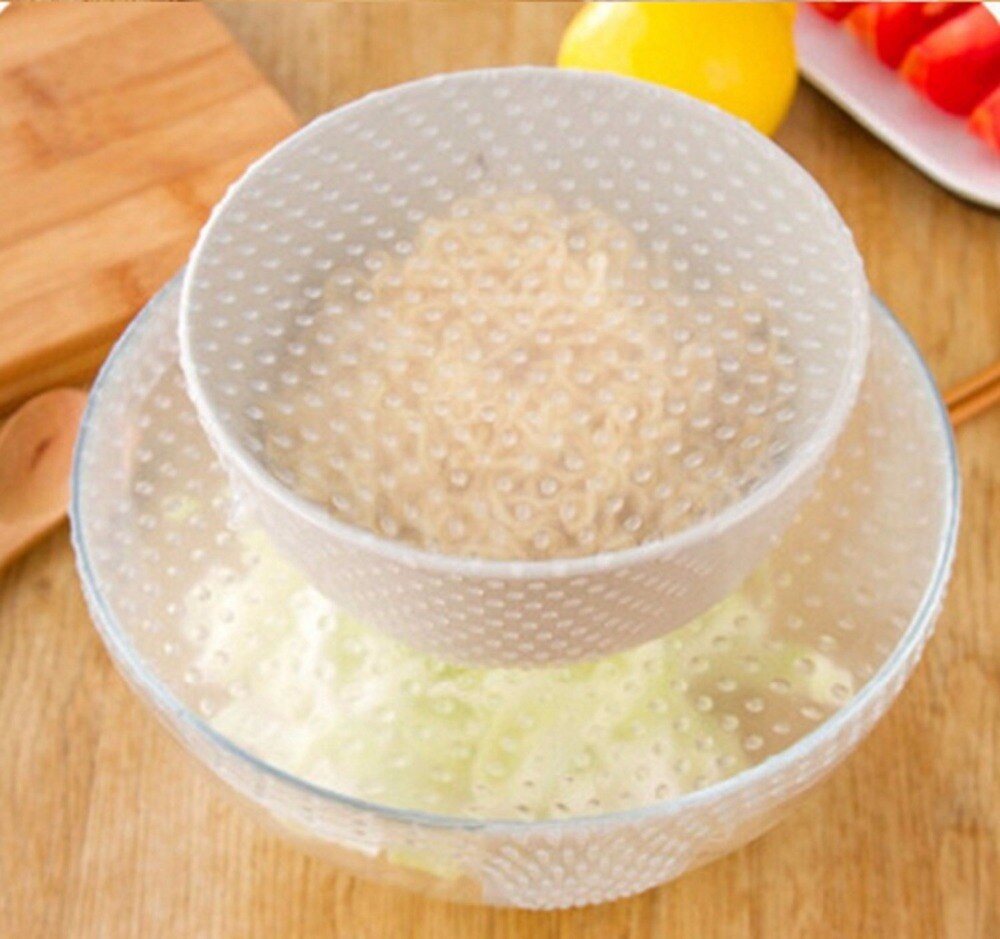 ZORASUN 4PCS Reusable Silicone Food Wrap Strech Saran Wrap Food Fresh Seal Cover Multifunction Kitchen Tool