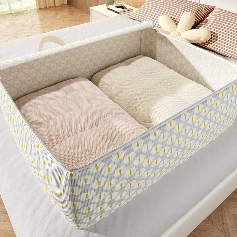 Klesoppbevaringspose med glidelås stor kapasitet sammenleggbar bagasjeflyttingspose med håndtak støvtett dyneoppbevaringspose