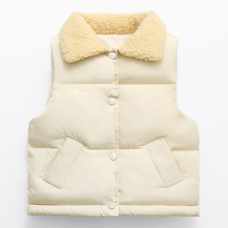 Solid Kinderen Bovenkleding 1 Stuk Jassen Voor Meisjes Baby Jongens Hooded Vest Mouwloze Kids Warme Jas Kinderen Casual Dikke Vest: Beige / 150-Height 130-140CM