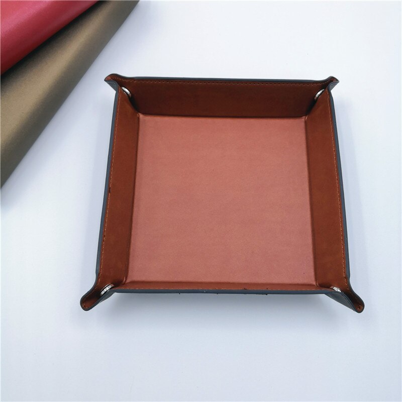 Pu lederen dobbelstenen rolplaat vierkante dobbelstenenplaat dobbelstenendoos voor tafelspellen dobbelstenen opslag.: 01