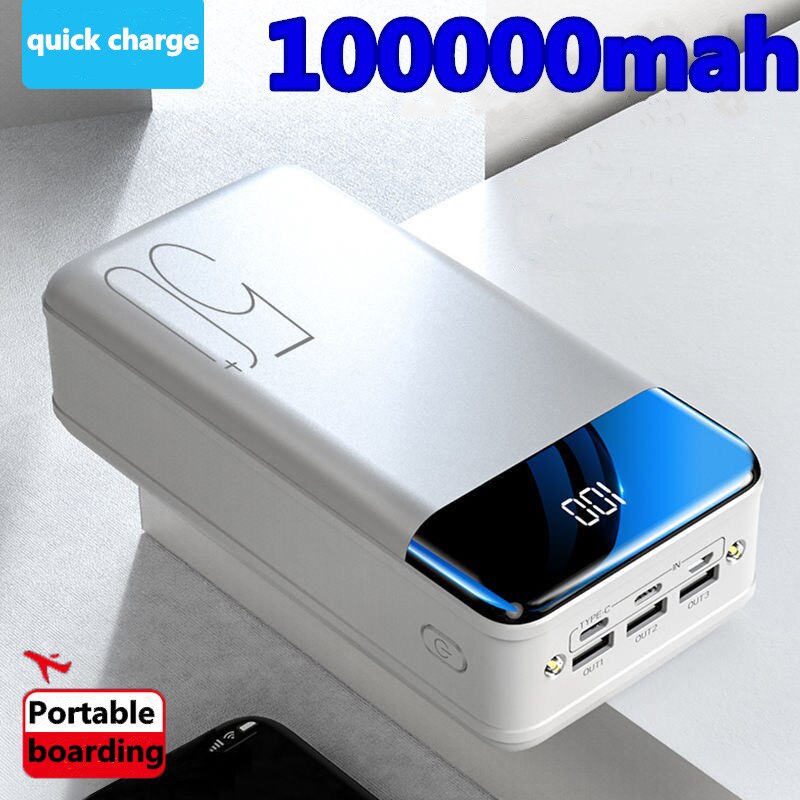 Echt Snel Opladen 100000Mah/98000Mah Power Bank Grote Capaciteit Mobiele Power Universele 5v2.1a Snel Opladen: RED