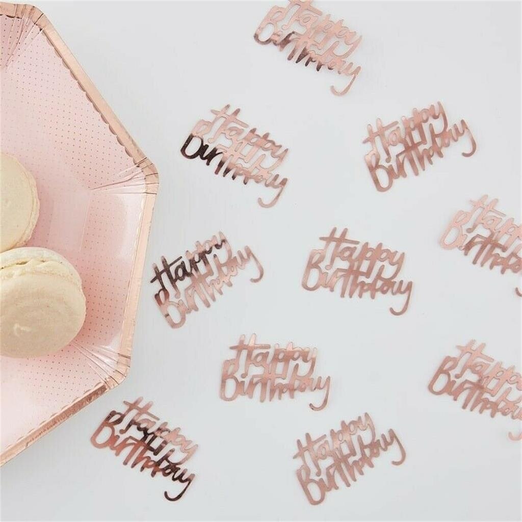 ROSE GOLD HAPPY BIRTHDAY TABLE CONFETTI - DITSY FLORAL Birthday Party Tableware X8.9