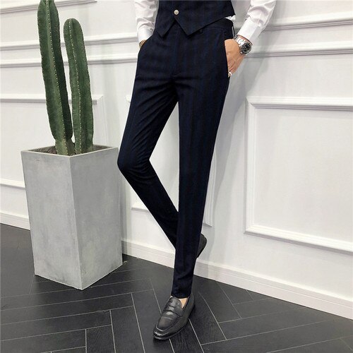 Heren gestreepte broek, zwart, grijs, slim fit jeugd heren pantalon maat 28-36 zakelijke vrijetijdsbroek heren: Zwart / 28