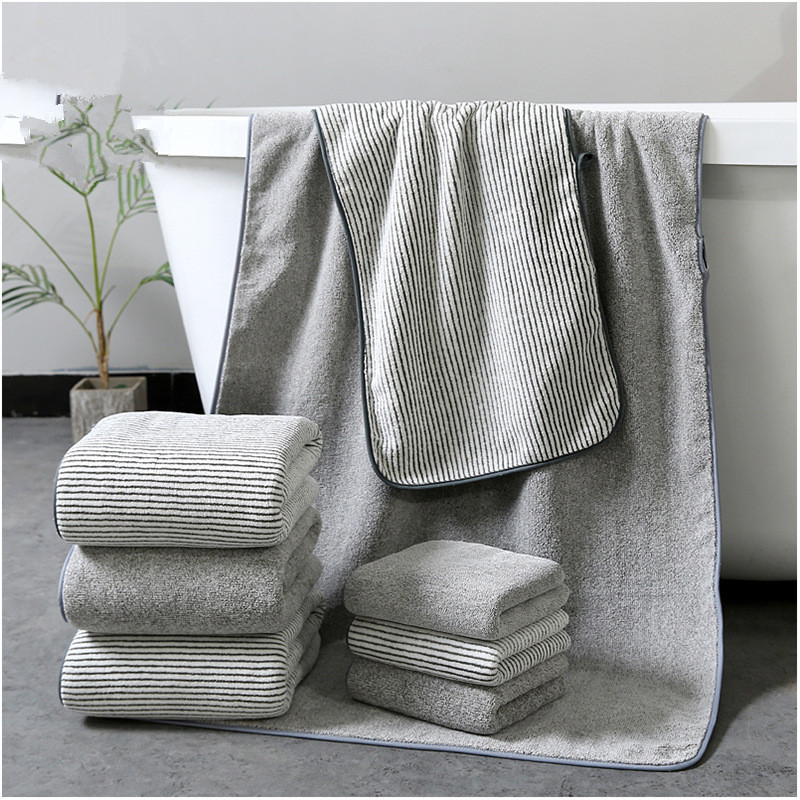 Bamboo Charcoal Coral Velvet Bath Towel For Adult Soft Absorbent Bamboo Carbon Fiber Household Bathroom Towel Sets SPORTS grey