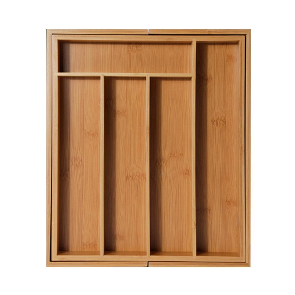 Expandable Cutlery Bamboo Drawer Organizer Cutlery Tray Kitchen Multi-Functional Drawer Cutlery Storage Box: Default Title