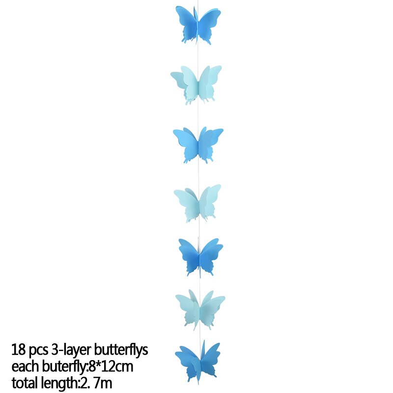 270cm fargerike sommerfuglpapir krans hengende banner bryllup bursdagsfest dekor baby shower barn jente rom dekor bunting: B04