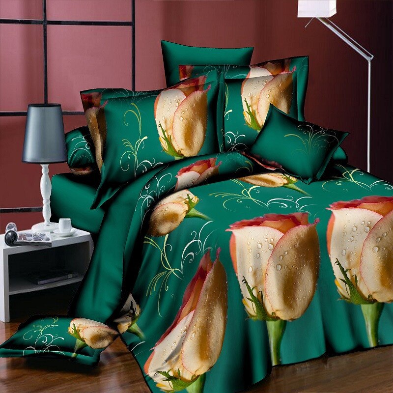 3d romantic wedding rose bedding set duvet cover pillow case queen twin size bed linen set