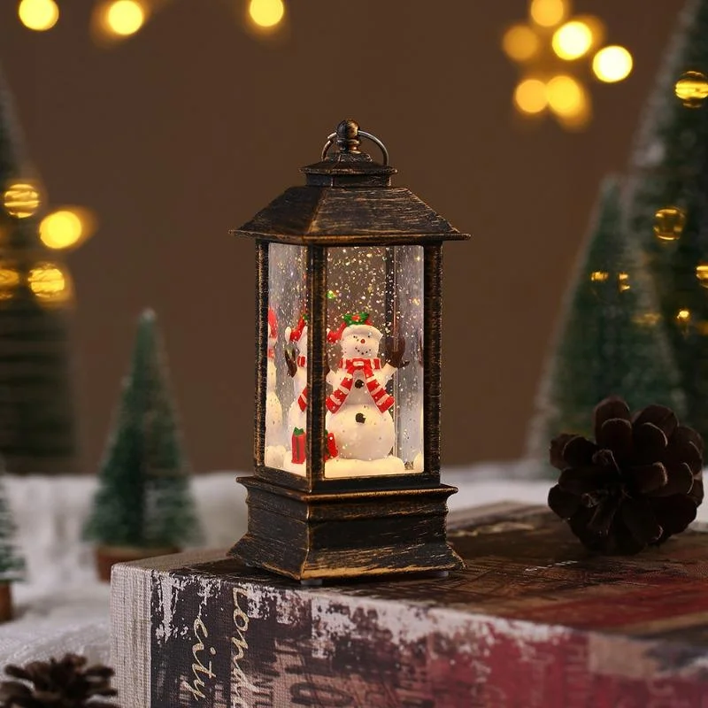 retro Quadratische Lampe Weihnachtsmann Nachtlicht Weihnachten LED Windlichter Weihnachtsbaum Ornamente Weihnachten Heimat Dekoration: Fluoreszenz Gelb