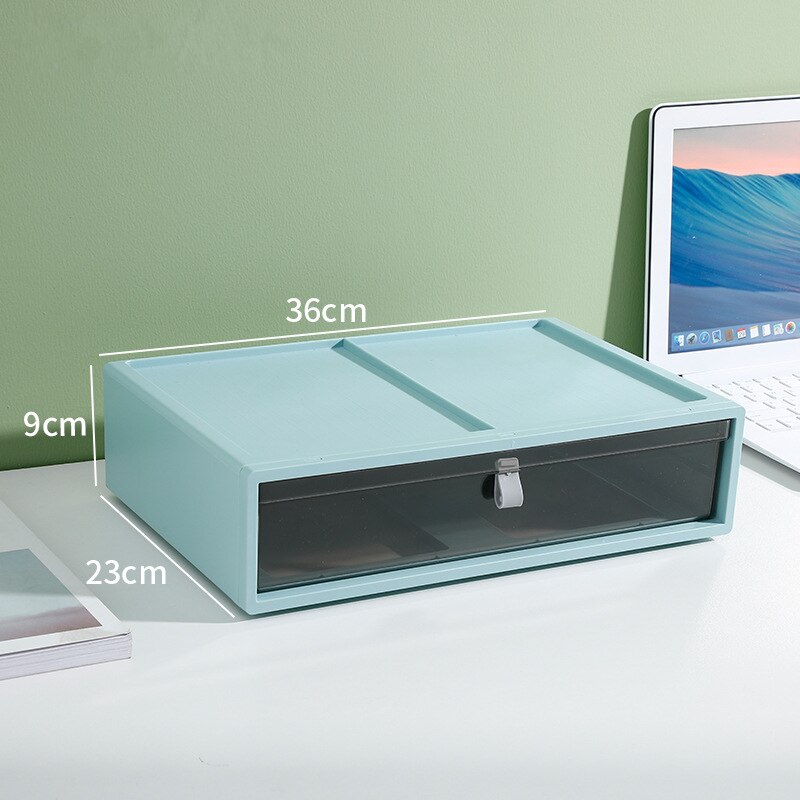 Desk Stackable Plastic Storage Drawers Sundries Stationery Books Organizer for Cosmetics Home Necessary Storage Box Container: Large Green