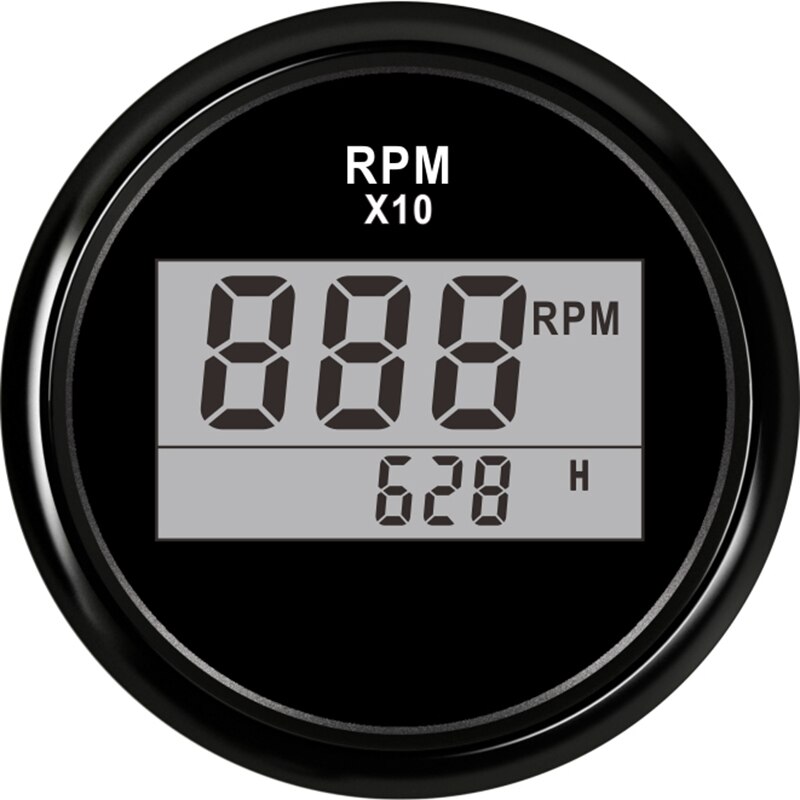 Digital 0-999RPM Tachometer for Boat Car 52mm Gauge Tacho LCD Engine Truck Gauge with Hoursmeter Red Back Tacho: BN-RPM