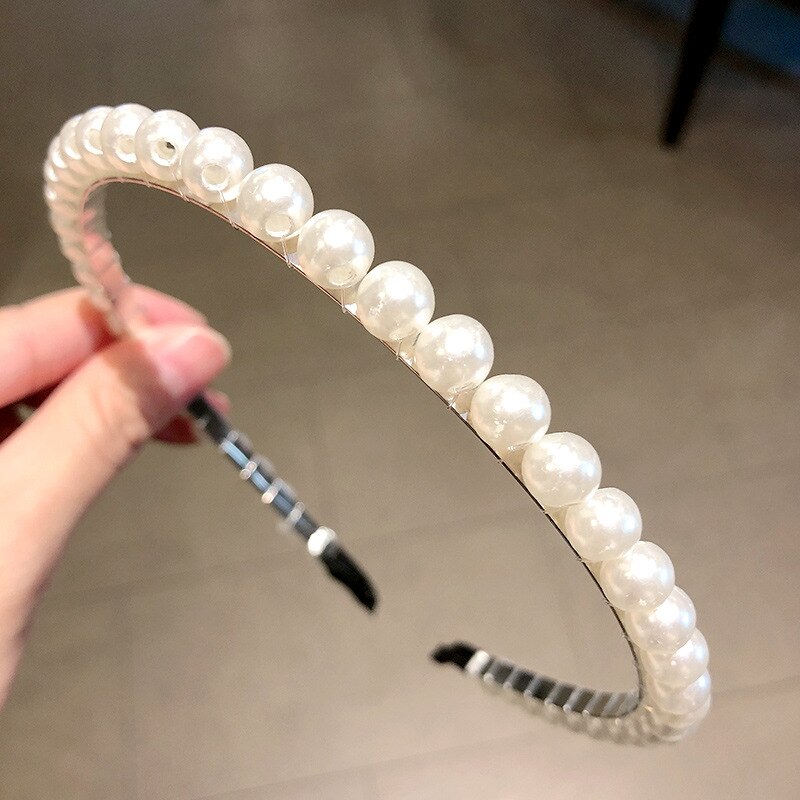 Diadema de lujo con perlas grandes para mujer, bandana con personalidad salvaje, turbante con bisel a la , accesorio para el pelo: H1377