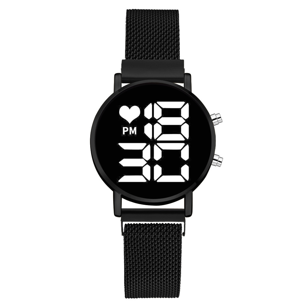 LED Electronic Watches Star Watch For Women Rose Gold Mesh Magnet Digital Wristwatch Gradient Ladies Wrist Watches