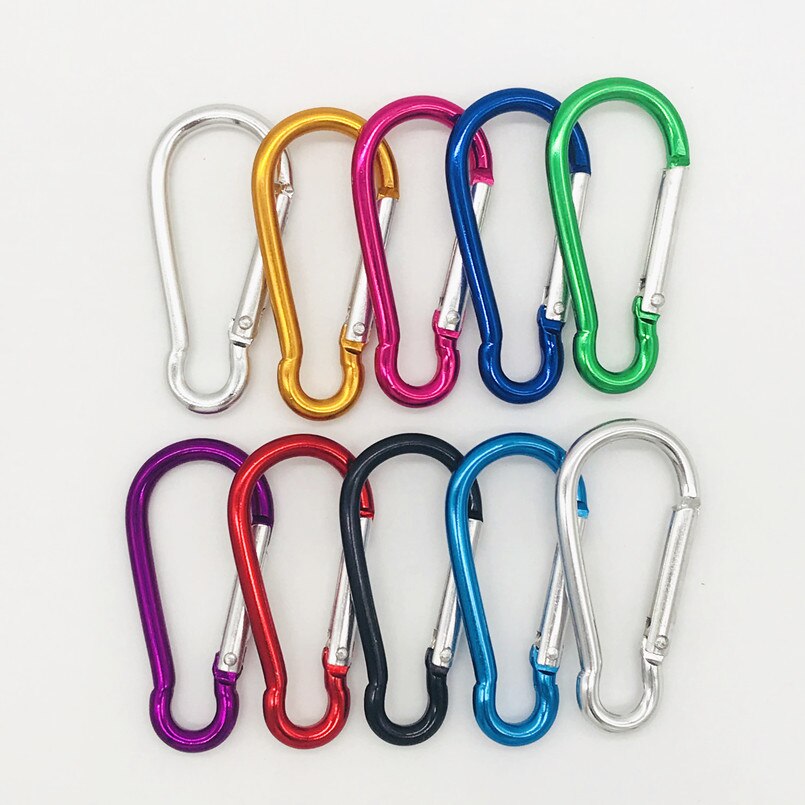 10Pcs M6 Kleur Karabijnhaken Aluminium Carabiner Spring Snap Clip Haken Sleutelhanger Klimmen Karabijnhaak Voor Sleutels Camping Gereedschap: 10pcs Mixed colours