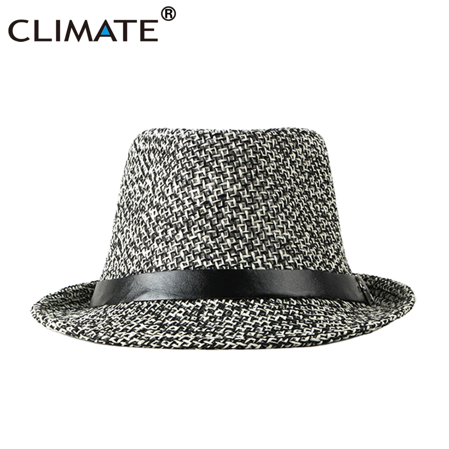 CLIMATE-sombrero de paja Vintage para hombre, sombrero de Fedora de papel, Retro, sólido, Verano