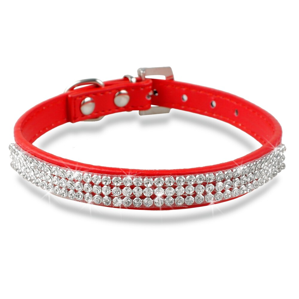 Bling hundehalsbånd rhinestone læder kæledyr hund kat hvalpe halsbånd diamant halskæde til små mellemstore hunde katte chihuahua