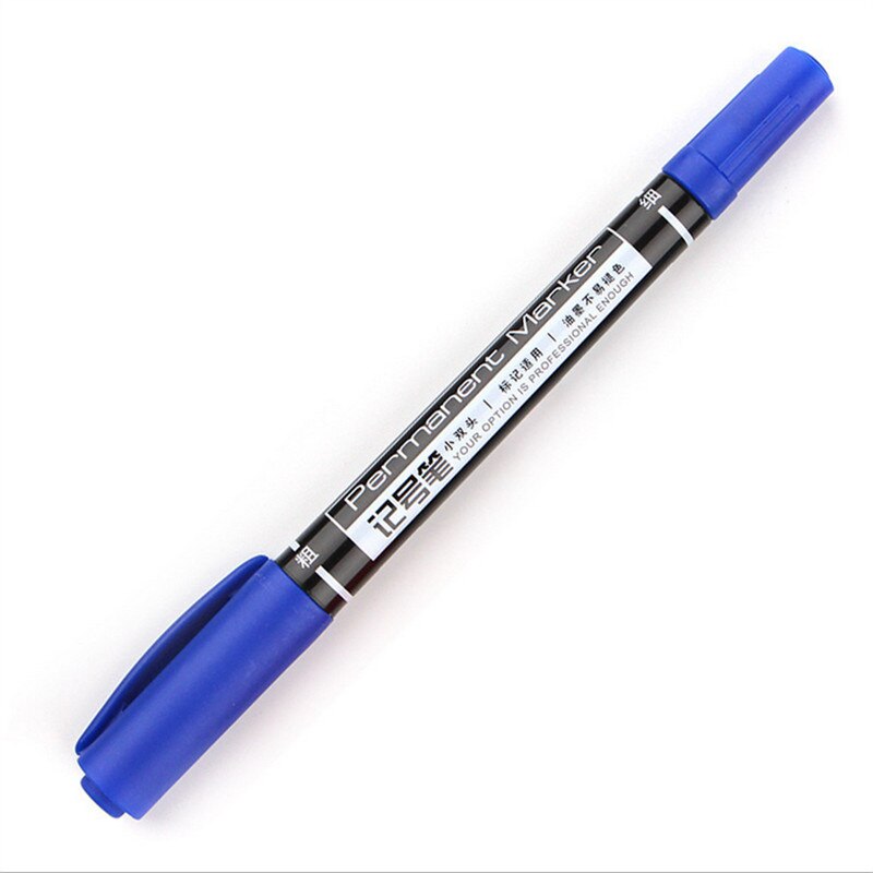 Rotulador permanente de tinta resistente al agua, Punta doble de 0,5/1,0mm, suministros de oficina y escuela para estudiantes, bolígrafo de pintura artística: 1pcs Blue