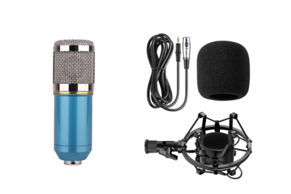 BM800 Microphone Sound Recording BM 800 Microphone KTV Karaoke For Radio Braodcasting Singing With Shock Mount Recording: blue