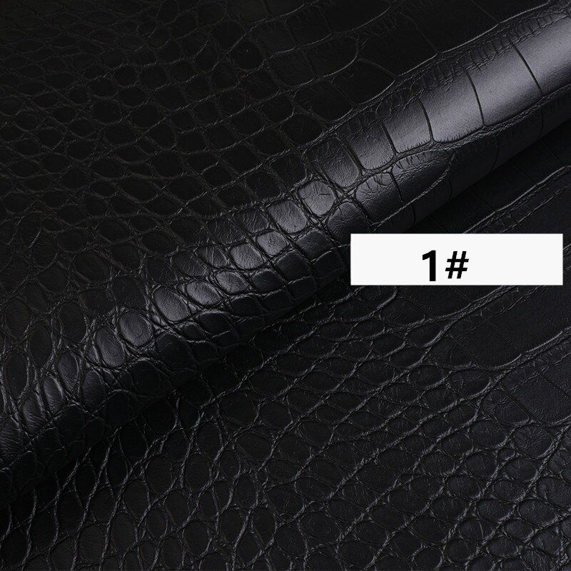 50x138cm 0.8mm Faux PVC leather Fabric Imitation Crocodile Skin Embossed Synthetic PVC Faux Leather for Decoration Sofa Home: No01 Black
