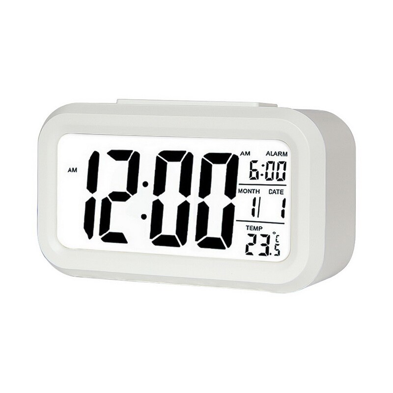 Junejour desk digital ur lydkontrol baggrundsbelysning 12/24 h udsætter 8 alarm ringetoner til soveværelser sengebørn: B hvid