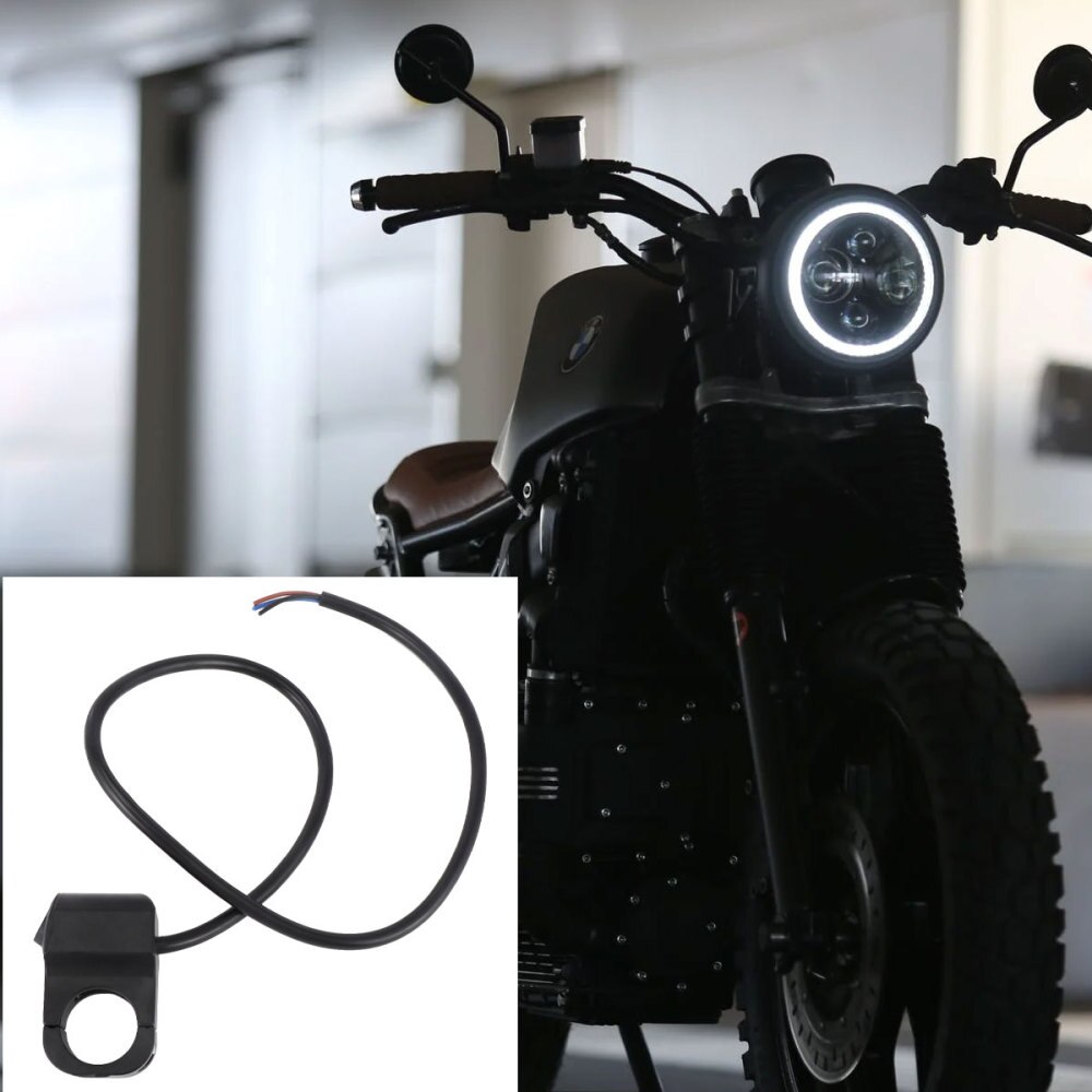 12V 25mm moto guidon phare interrupteur moto Modification bouton avec voyant lumineux pour moto Tricycle ATV Sn