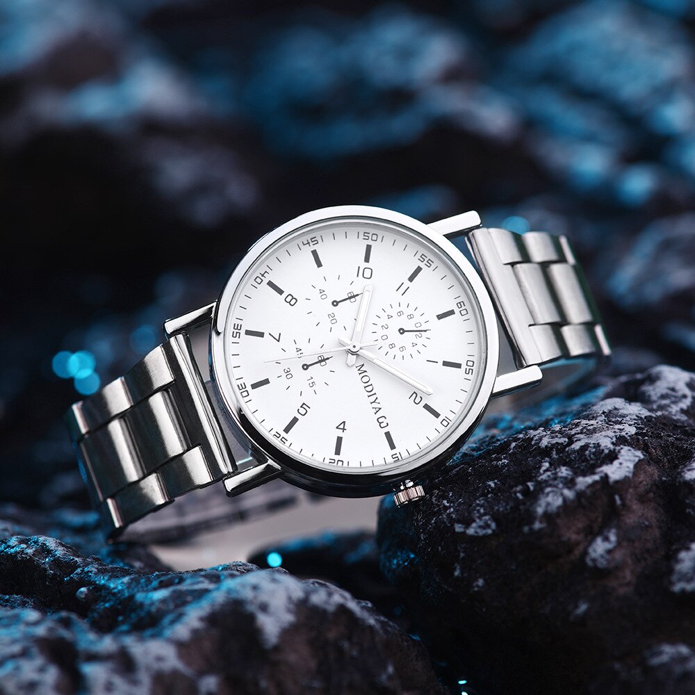 Montre à quartz pour hommes, à la , décontracté, business, ceinture, apparence exquise, simple, offre spéciale, 2022: Three Plates-White