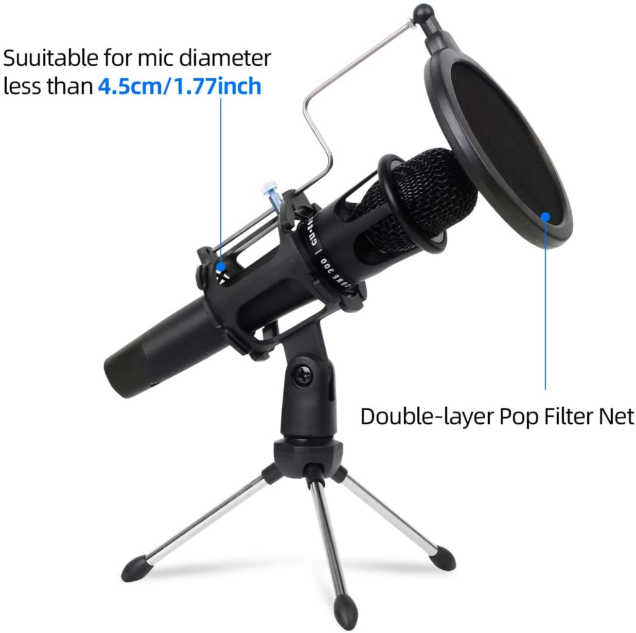 Depusheng Microfoon Statief Stand Opvouwbare Desktop Microfoon Beugel Met Shock Mount Mic Houder Clip En Pop Filter
