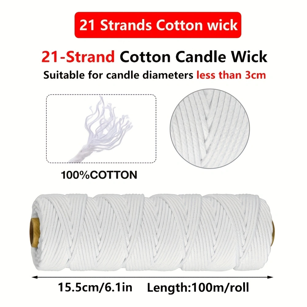Kit de herramientas para hacer velas, mecha de vela de 100m/rollo, hechos a mano ecológicos para entusiastas, mechas de algodón para herramientas de fabricación de velas DIY: Gris claro