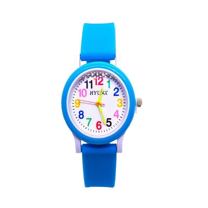Mange farver børneure ensfarvet rem sport digitale ure til drenge piger ur timer: Himmelblå