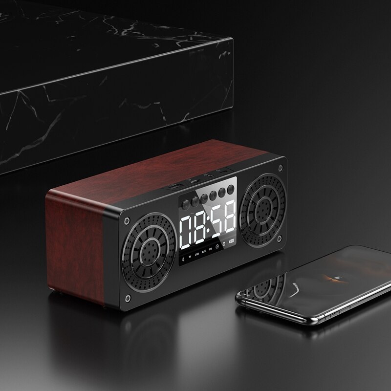 Stereo Subwoofer Bluetooth Speaker FM Radio Portable Speakers Mp3 Play Super Bass Loudspeaker Computer Column Brown
