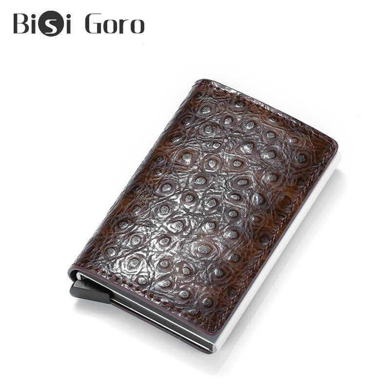 BISI GORO Thin Slim Men Wallet Rfid Smart Wallet Credit Card Holder Metal Pass Secret Pop Up Minimalist Wallet Small Black Purse