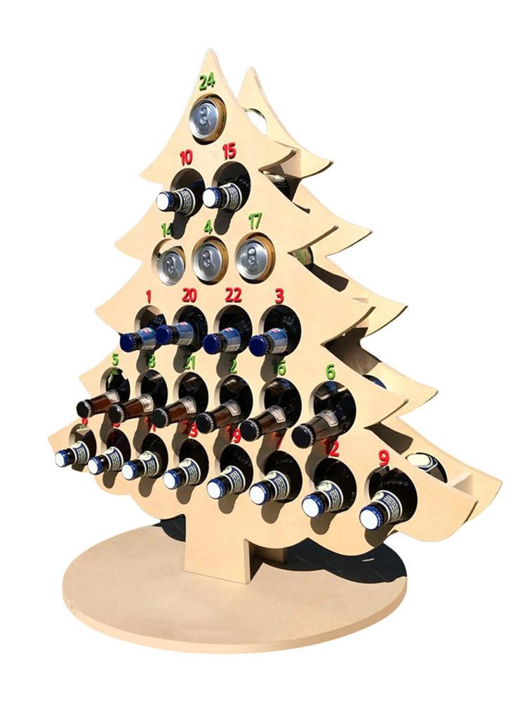 Wine Bottle Holder - Christmas Tree Advent Calendar - Wine Bottle Rack Wood - Wooden Christmas Advent Countdown Calendar Christm